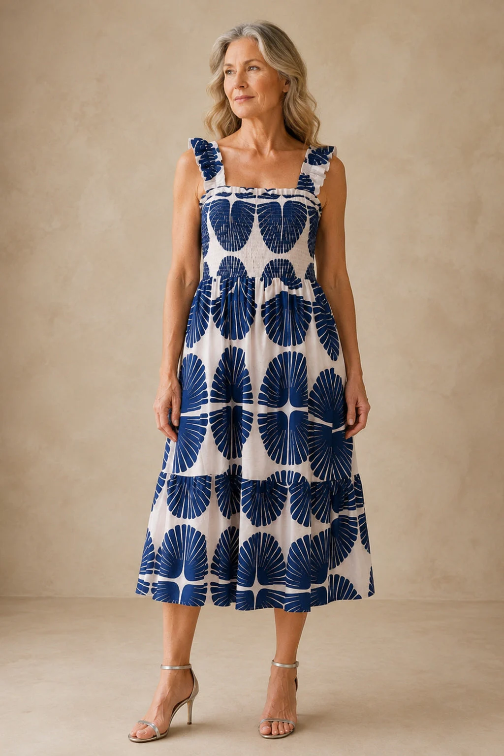 Delaney | Tiered Abstract Print Midi Dress