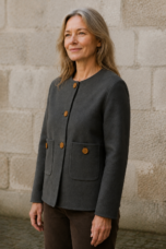Solange | 100% Wool Collarless Coat - Grey