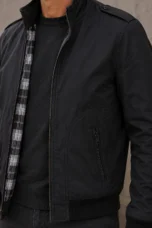 Stand Collar Bomber Jacket - closeup