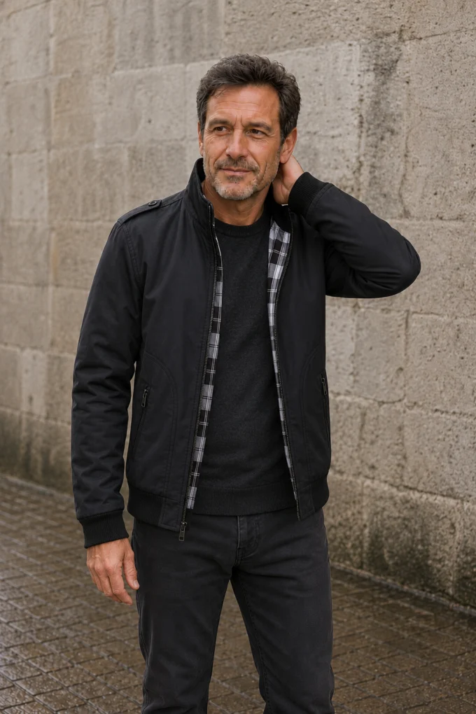 Stand Collar Bomber Jacket - hero open