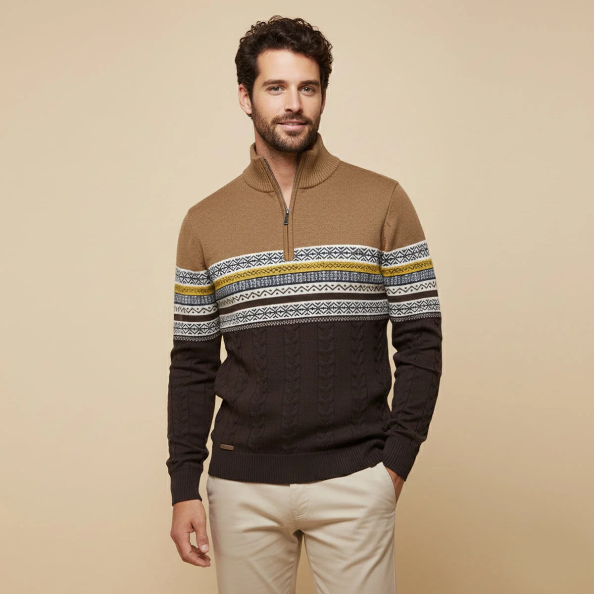 Charles | Fair Isle Quarter Zip Sweater
