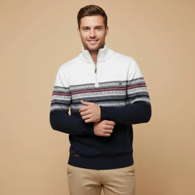 Charles | Fair Isle Quarter Zip Sweater