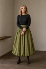 Sybil | Gathered Balloon Hem Skirt - White