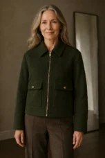 Sybille | Cotton Cropped Utility Jacket - Olive