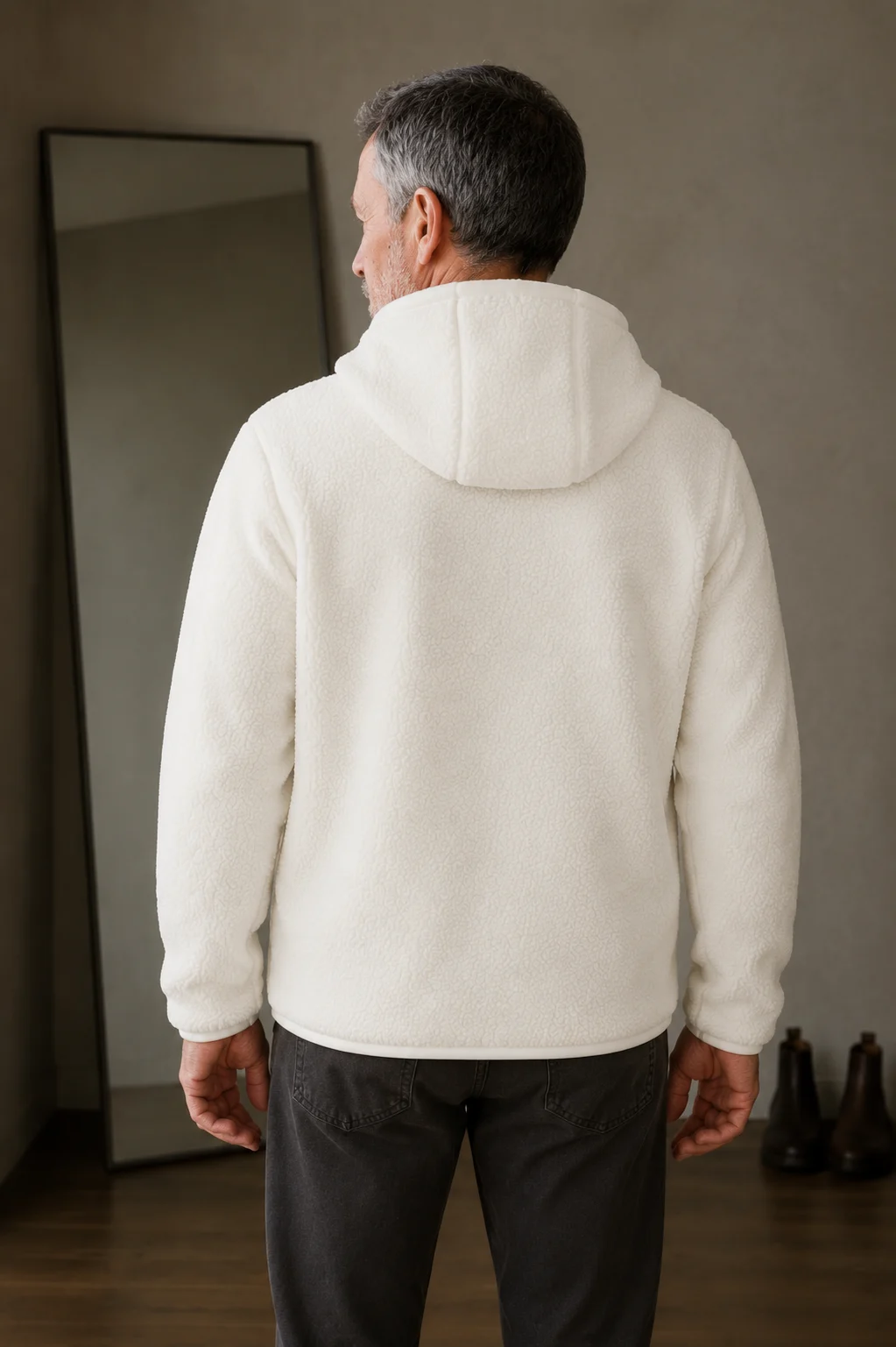Teddy Wool Hooded Fleece Jacket - back