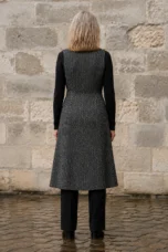 Thérèse | Longline Tweed Wrap Vest - Grey