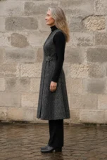 Thérèse | Longline Tweed Wrap Vest - Grey