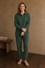 Thomasine | Half Zip Knit Two Piece Set - Green