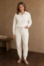 Thomasine | Half Zip Knit Two Piece Set - Off White