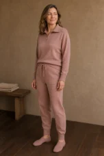 Thomasine | Half Zip Knit Two Piece Set - Peach