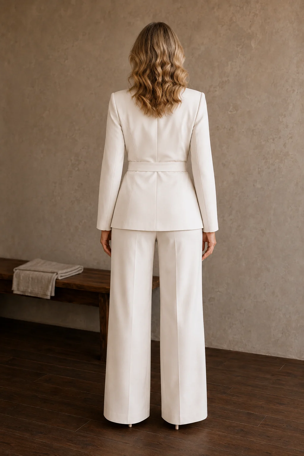 Tie Front Jacket And Wide Trouser Set back view