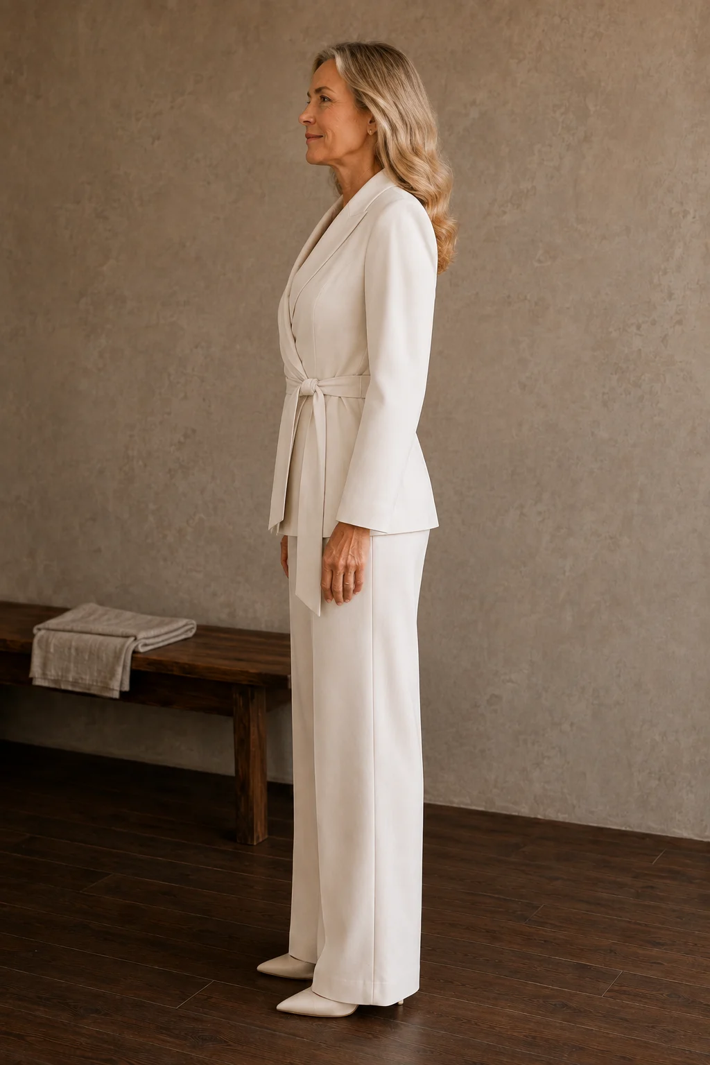 Tie Front Jacket And Wide Trouser Set side view