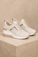 Trina beige orthopedische platformsneaker – productbeeld