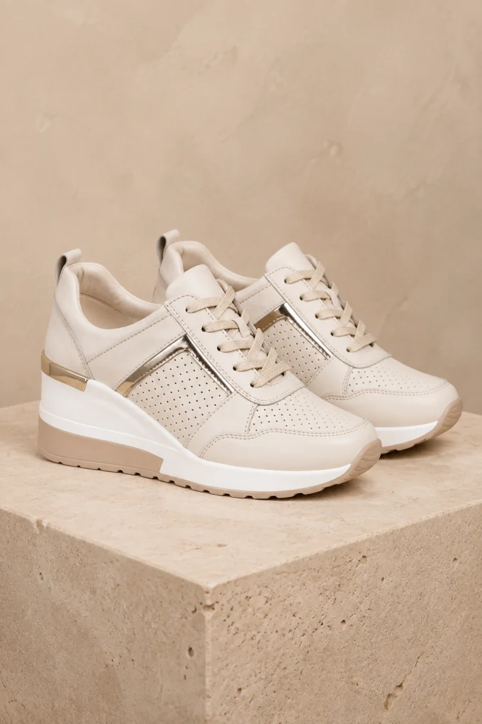 Trina beige orthopedische platformsneaker – productbeeld