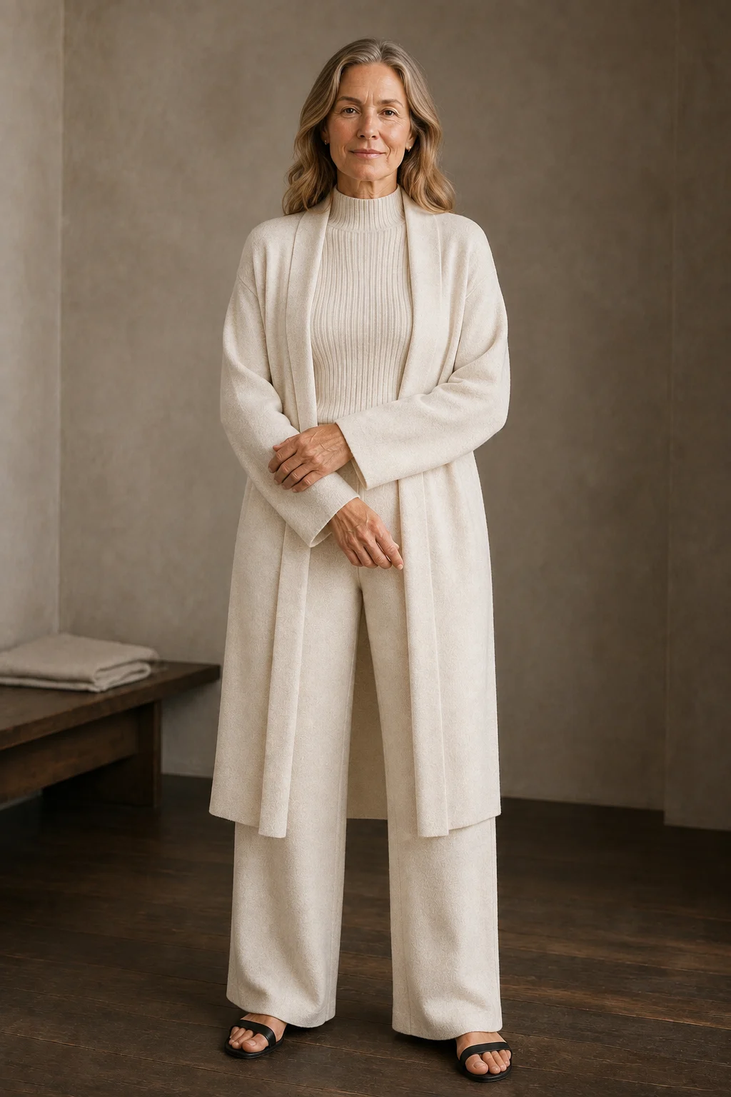 Valerie | Three Piece Ribbed Knit Set - Ivory