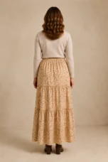 Vivian | 100% Cotton Drawstring Maxi Skirt - Yellow