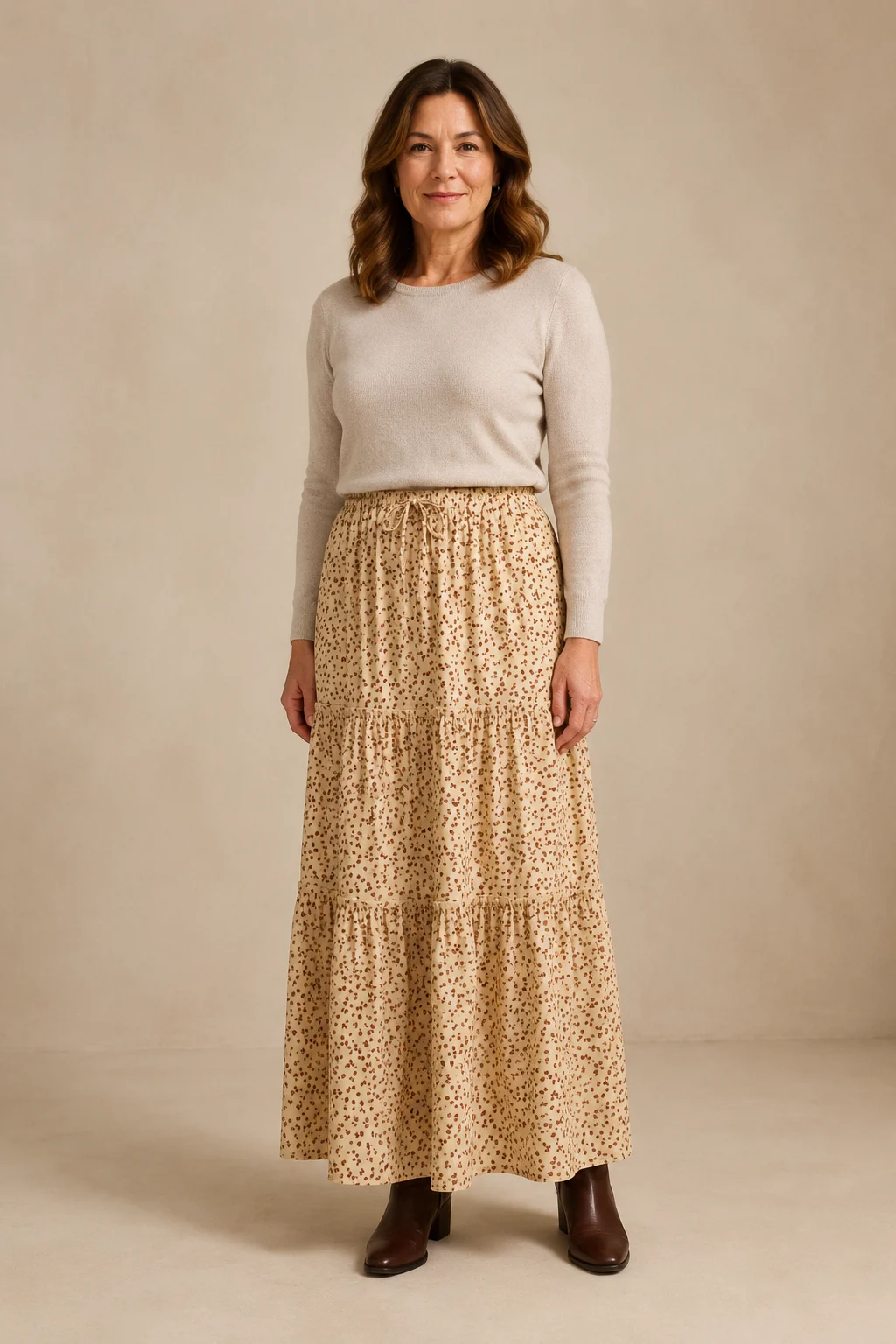 Vivian | 100% Cotton Drawstring Maxi Skirt - Yellow