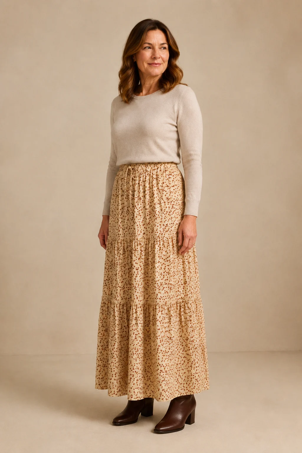 Vivian | 100% Cotton Drawstring Maxi Skirt - Yellow