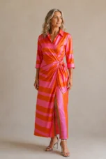 Danielle | Leaf Print Maxi Wrap Dress