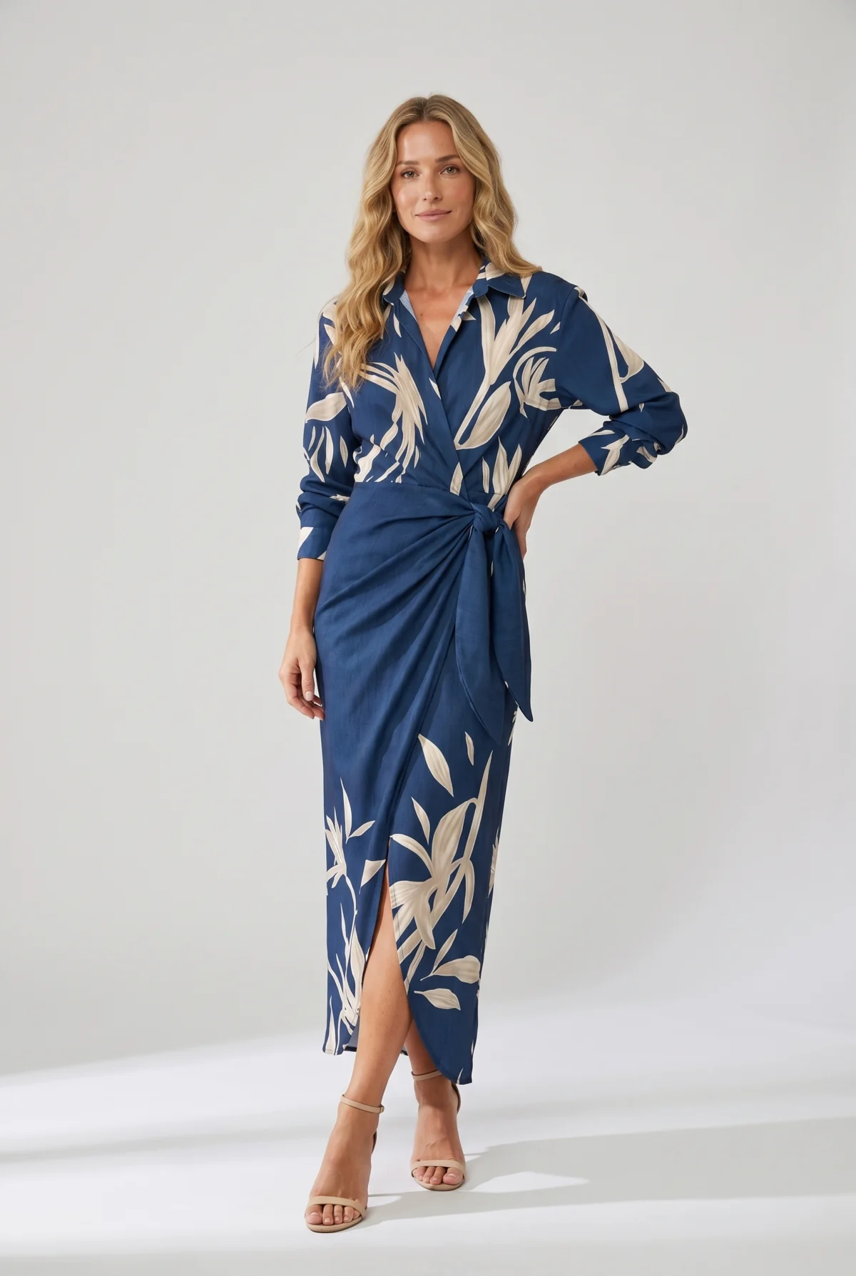 Mariette | Leaf Print Wrap Maxi Dress