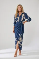 Mariette | Leaf Print Wrap Maxi Dress