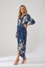 Mariette | Leaf Print Wrap Maxi Dress