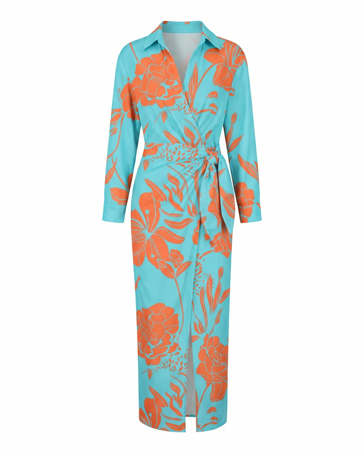Mariette | Leaf Print Wrap Maxi Dress