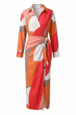 Mariette | Leaf Print Wrap Maxi Dress