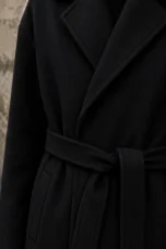 Men's Wool Blend Belted Wrap Coat - material close-up