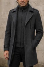 Wool Blend Double Layer Coat - detail