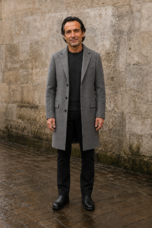 Wool Blend Notch Lapel Long Coat - hero open