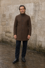 Wool Blend Stand Collar Coat - hero closed