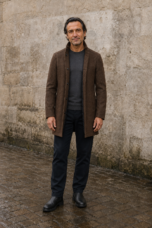 Wool Blend Stand Collar Coat - hero open