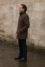 Wool Blend Stand Collar Coat - side view