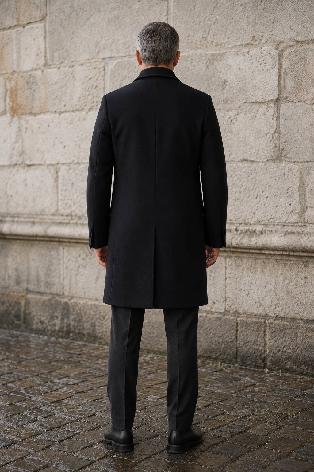Wool Cashmere Mid Length Coat - back
