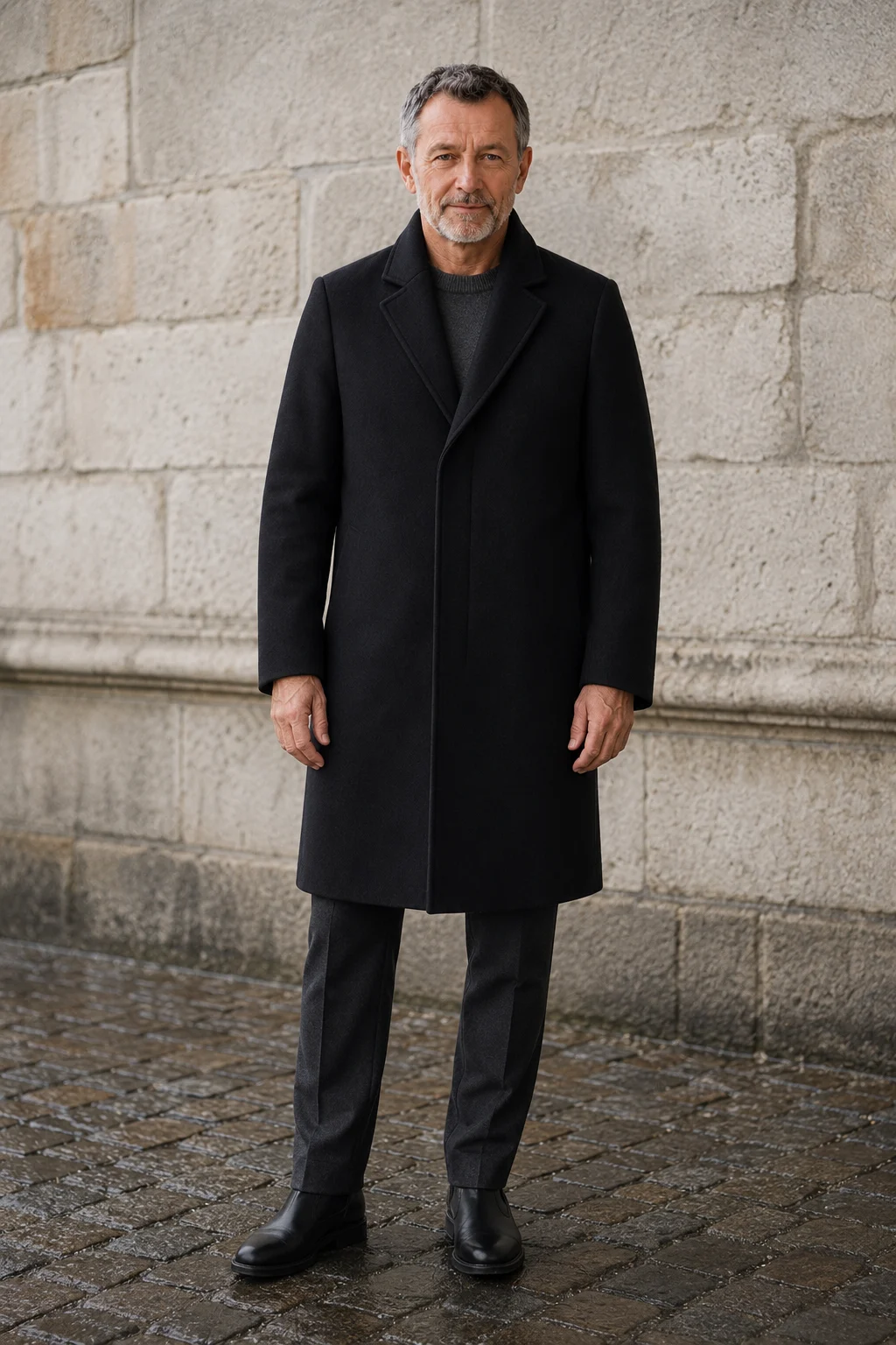 Wool Cashmere Mid Length Coat - hero closed
