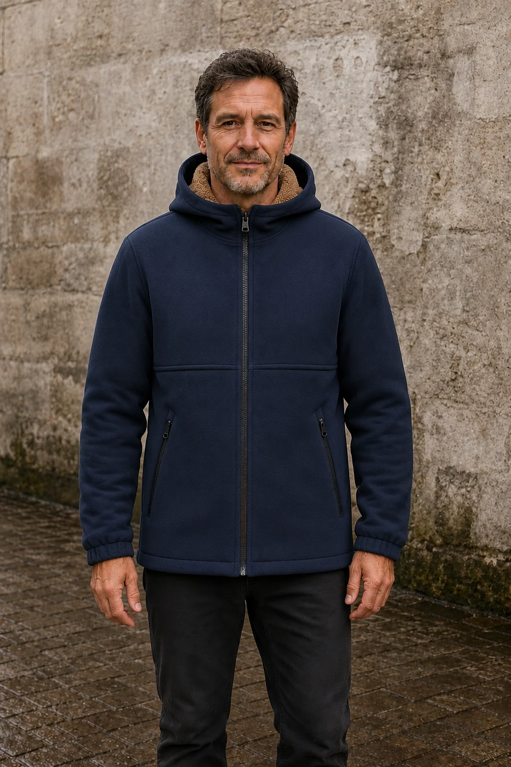 Wool Fleece Lined Hooded Jacket - hero closed