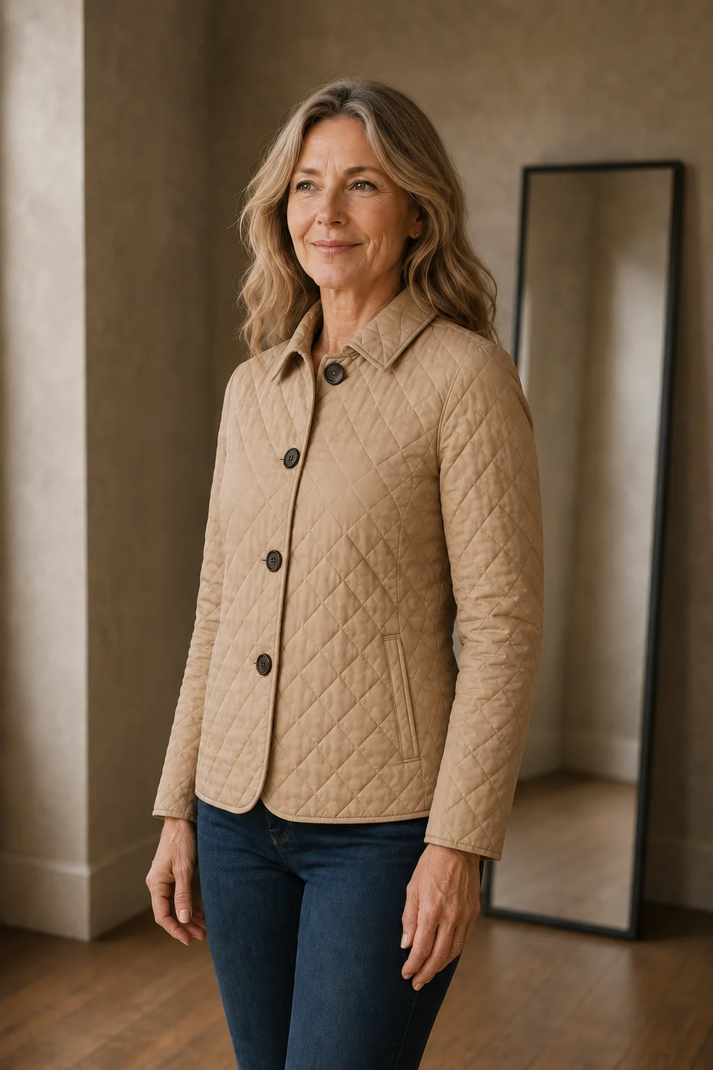 Zephirine | Channel Quilted Jacket - Khaki